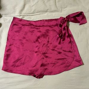 Fuschia Satin Tie Skort
